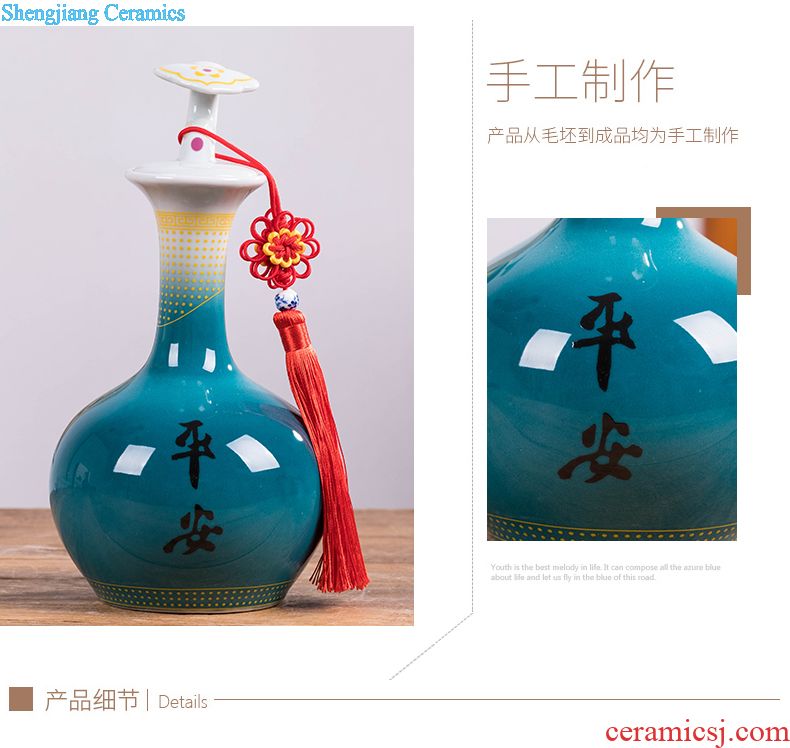 Jingdezhen porcelain 5 jins of hand-painted ceramic foam bottle 5 jins of jars hip flask with long youligong bottle