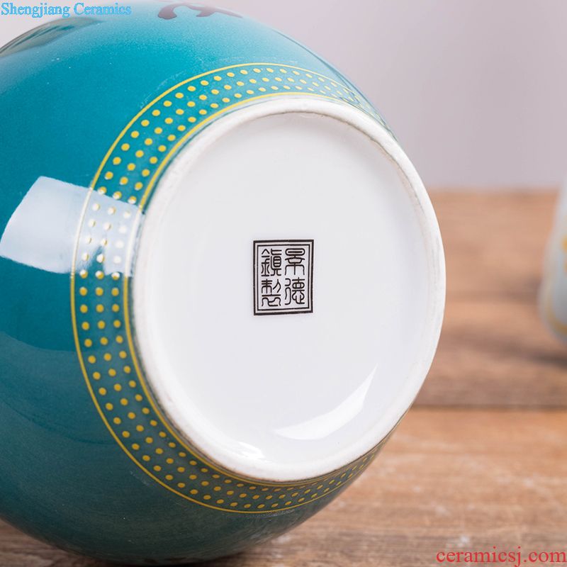 Jingdezhen porcelain 5 jins of hand-painted ceramic foam bottle 5 jins of jars hip flask with long youligong bottle