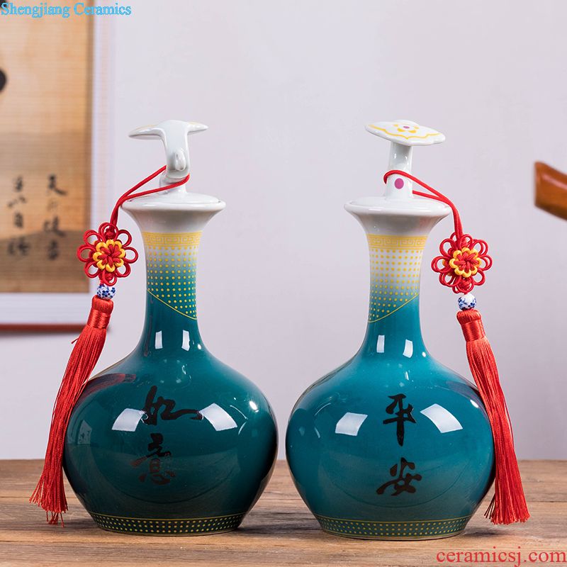 Jingdezhen porcelain 5 jins of hand-painted ceramic foam bottle 5 jins of jars hip flask with long youligong bottle