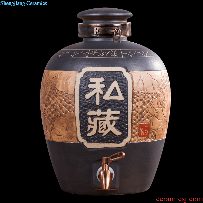 Jingdezhen ceramic bottles 1 2 3 5 jins of sharply hip flask black seal small jars wine red word
