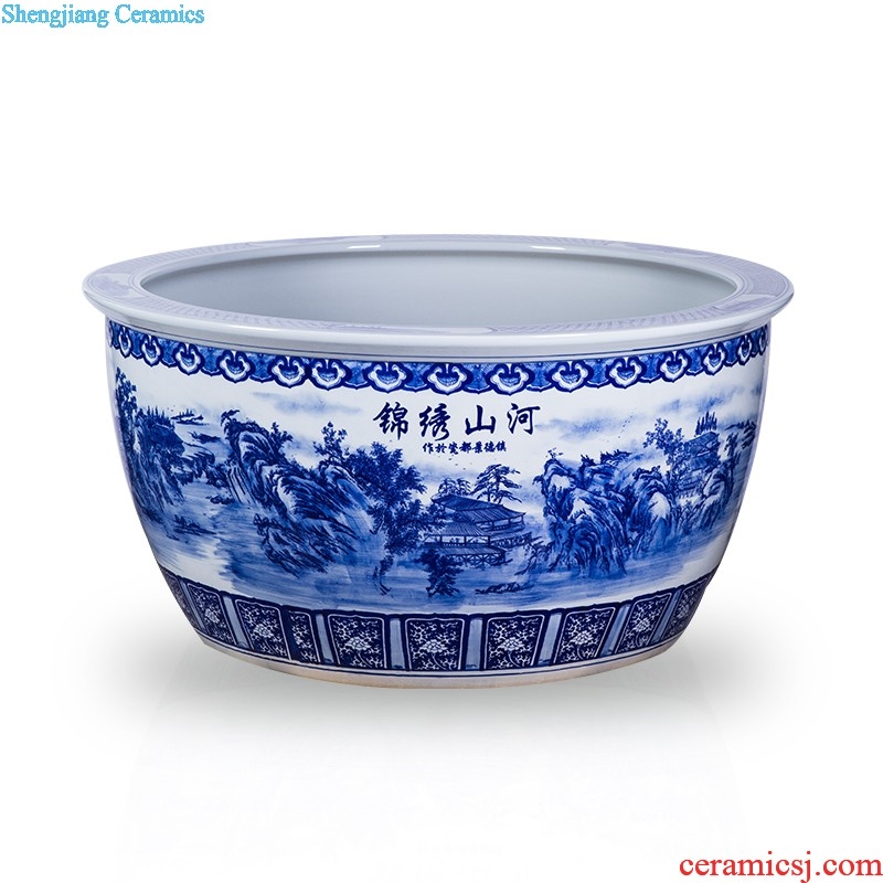 Jingdezhen ceramics hand-painted scenery large vases, new Chinese style household decorations sitting room floor office furnishing articles