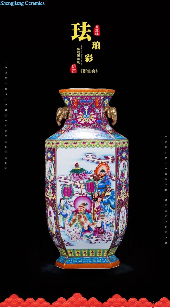 Famous master of jingdezhen ceramics hand-painted porcelain vases, flower arrangement of Chinese style home sitting room adornment is placed