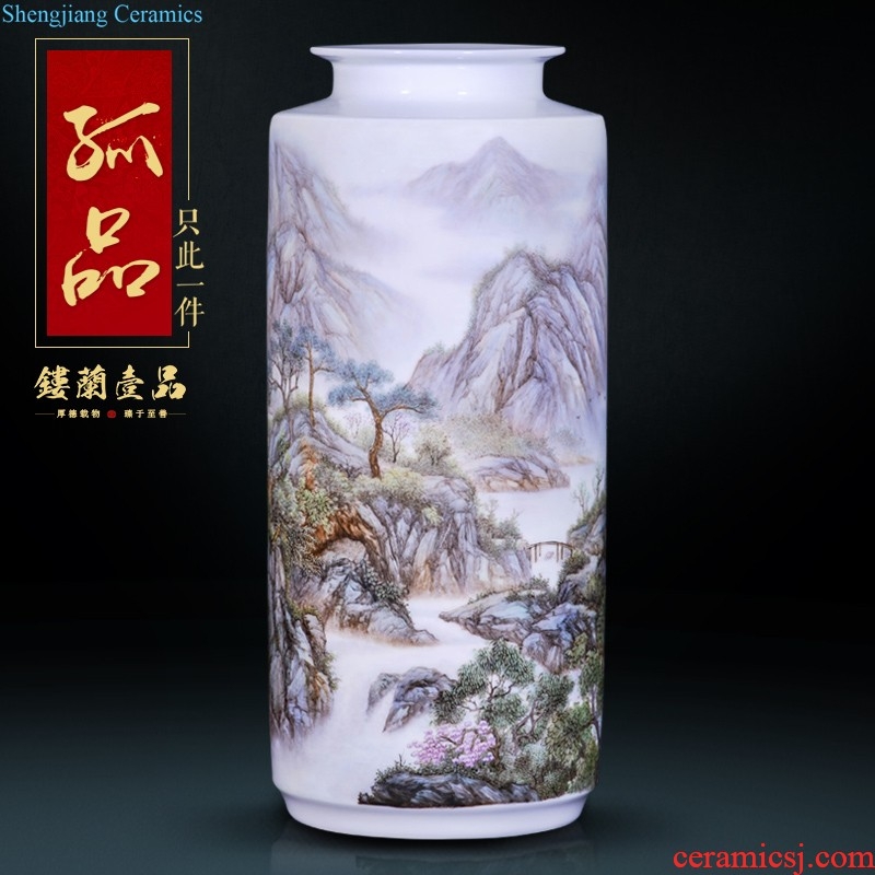 Jingdezhen ceramics hand-painted pastel yuanyang ground flower arranging large vases, new Chinese style decorates sitting room household furnishing articles