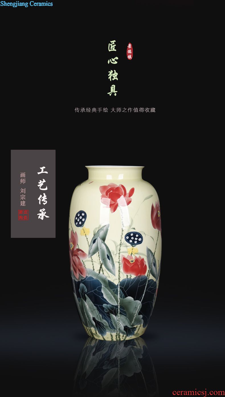 Jingdezhen ceramic home sitting room adornment hand-painted peony vases, furnishing articles new Chinese arts and crafts porcelain