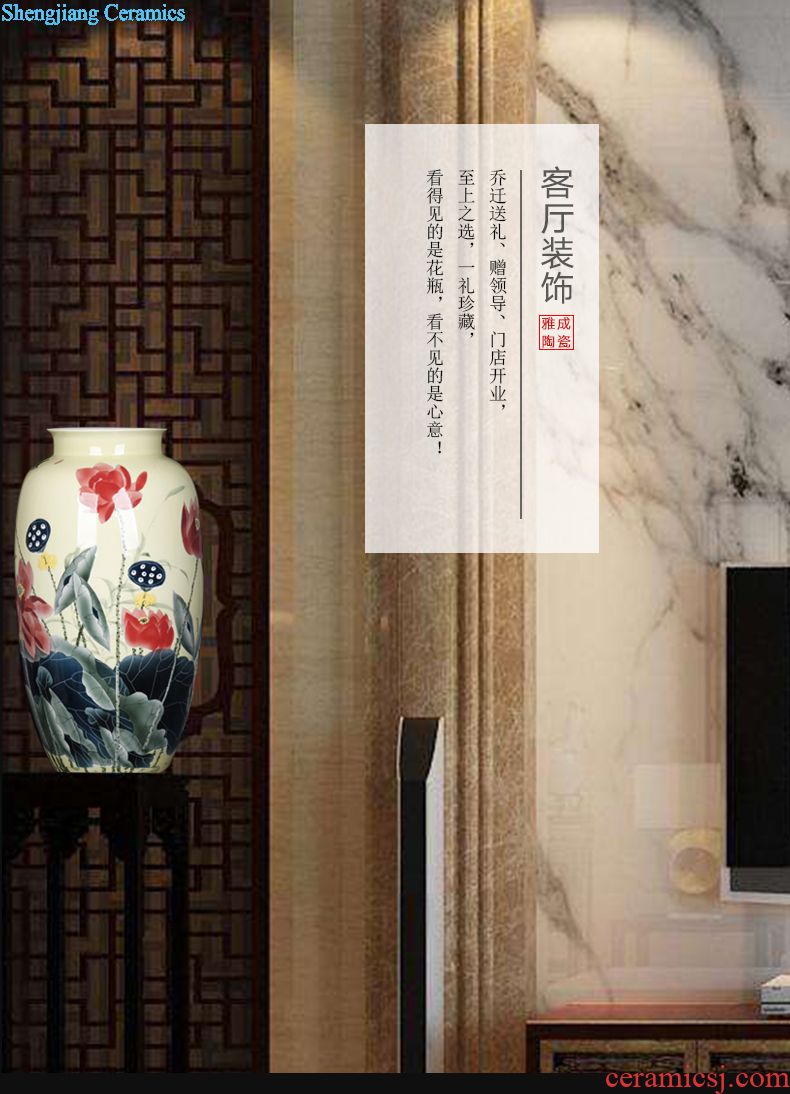 Jingdezhen ceramic home sitting room adornment hand-painted peony vases, furnishing articles new Chinese arts and crafts porcelain