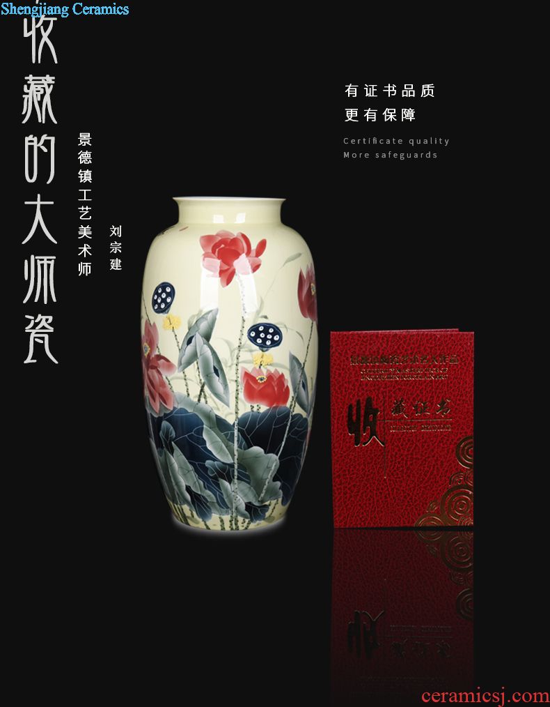 Jingdezhen ceramic home sitting room adornment hand-painted peony vases, furnishing articles new Chinese arts and crafts porcelain