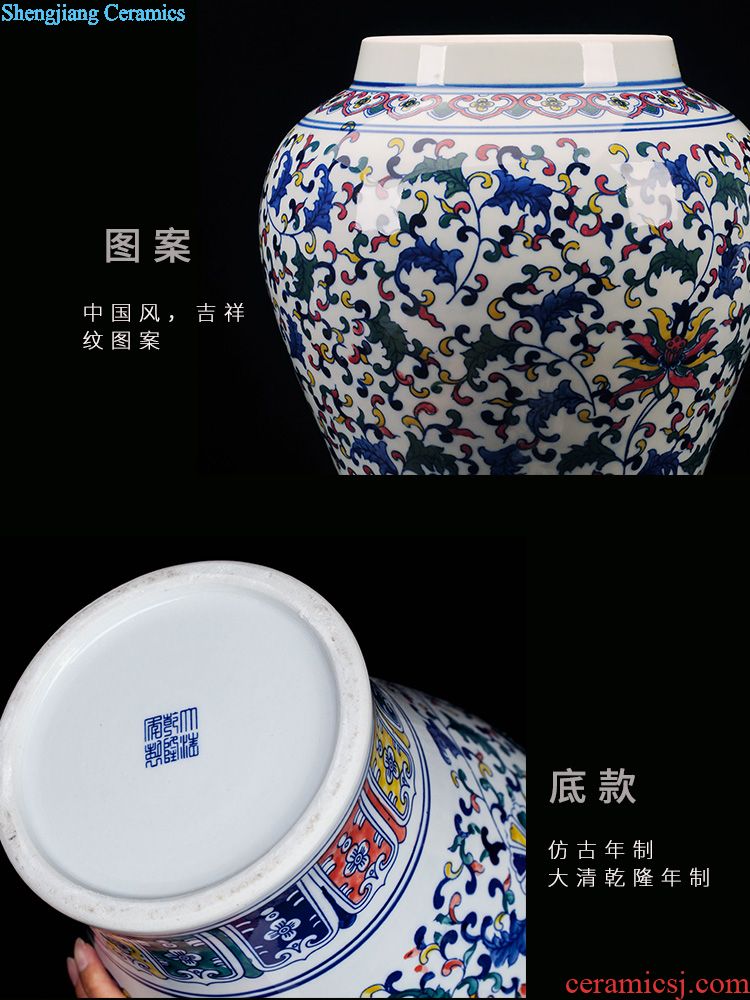 Jingdezhen ceramic Chinese red vase furnishing articles home decoration new Chinese flower arranging bottle porcelain arts and crafts