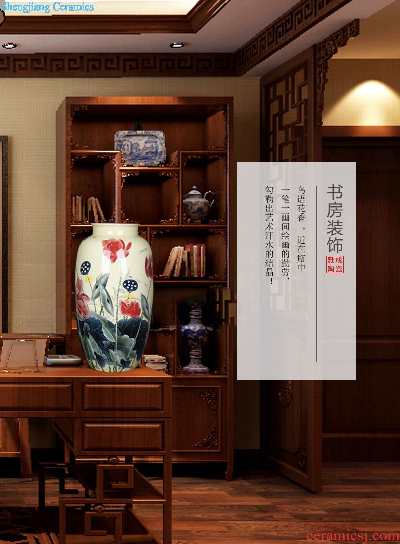 Jingdezhen ceramic home sitting room adornment hand-painted peony vases, furnishing articles new Chinese arts and crafts porcelain