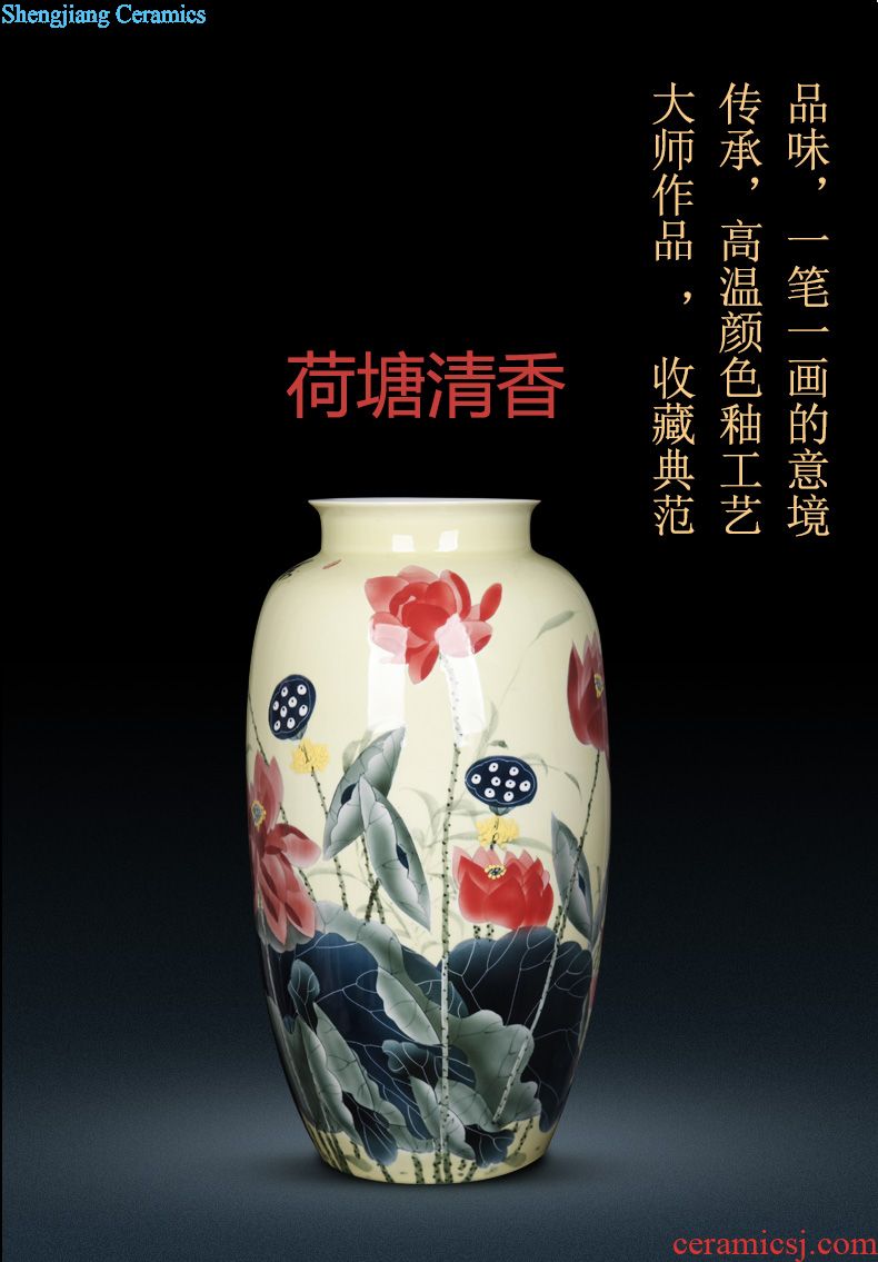 Jingdezhen ceramic home sitting room adornment hand-painted peony vases, furnishing articles new Chinese arts and crafts porcelain