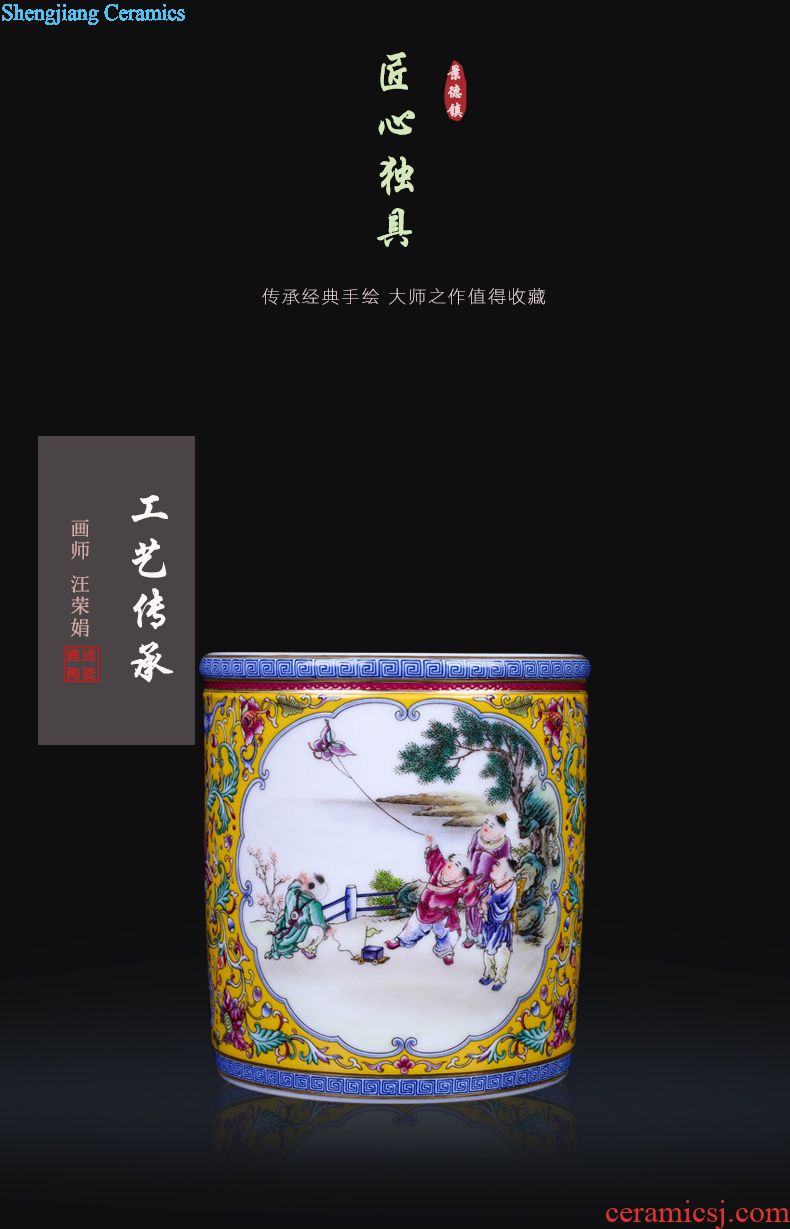 Restoring ancient ways of jingdezhen ceramic powder wariety pen container office furnishing articles home decorative arts and crafts opening gifts teachers