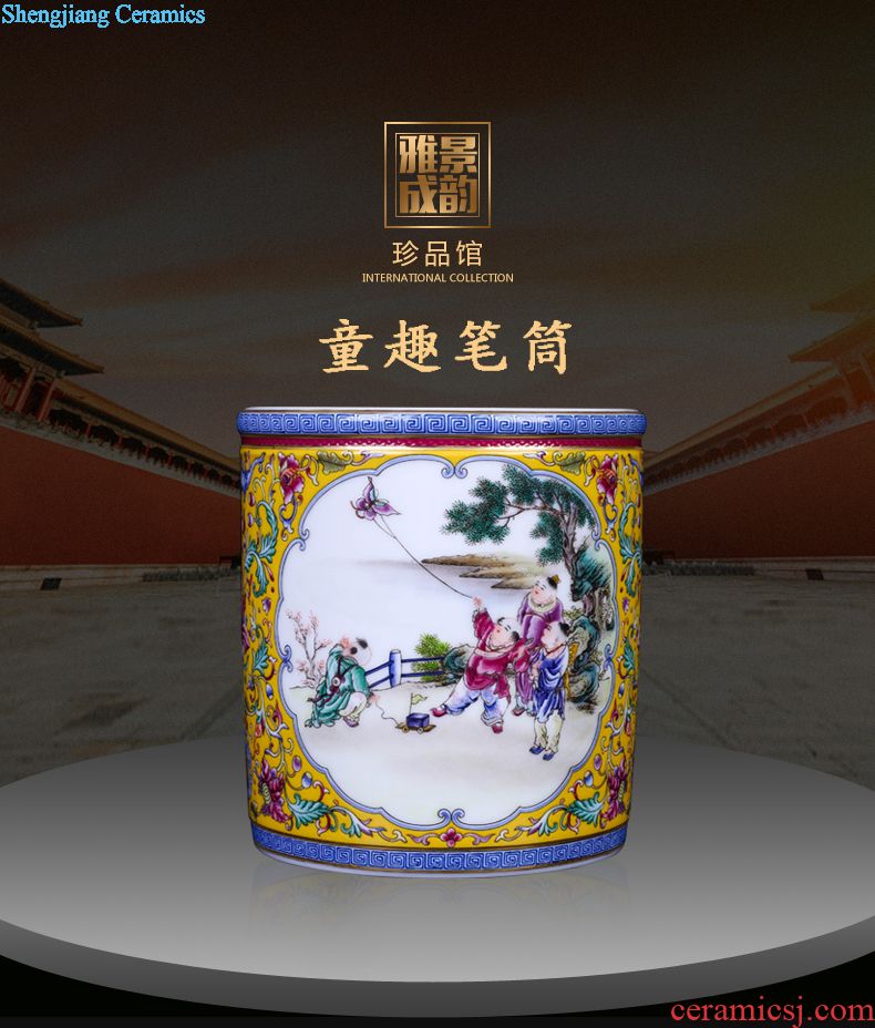 Restoring ancient ways of jingdezhen ceramic powder wariety pen container office furnishing articles home decorative arts and crafts opening gifts teachers