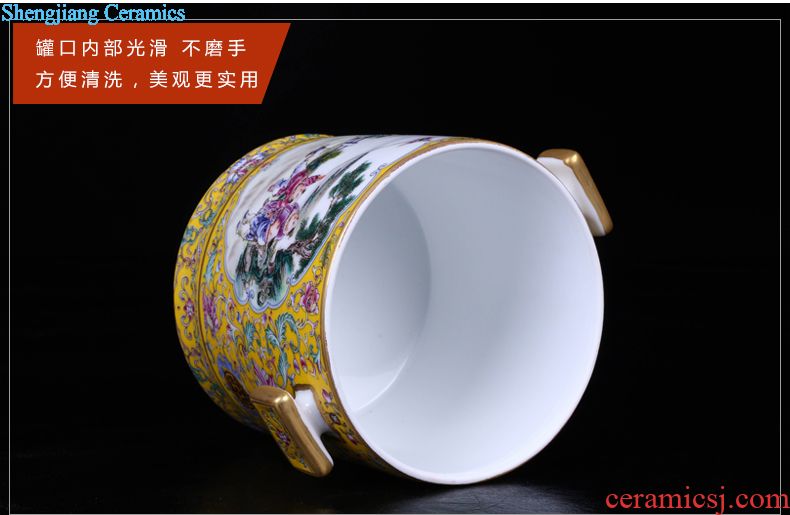 The general tank porcelain of jingdezhen porcelain enamel color restoring ancient ways lotus home sitting room TV ark adornment furnishing articles
