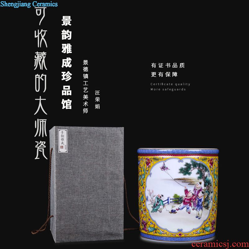 Restoring ancient ways of jingdezhen ceramic powder wariety pen container office furnishing articles home decorative arts and crafts opening gifts teachers