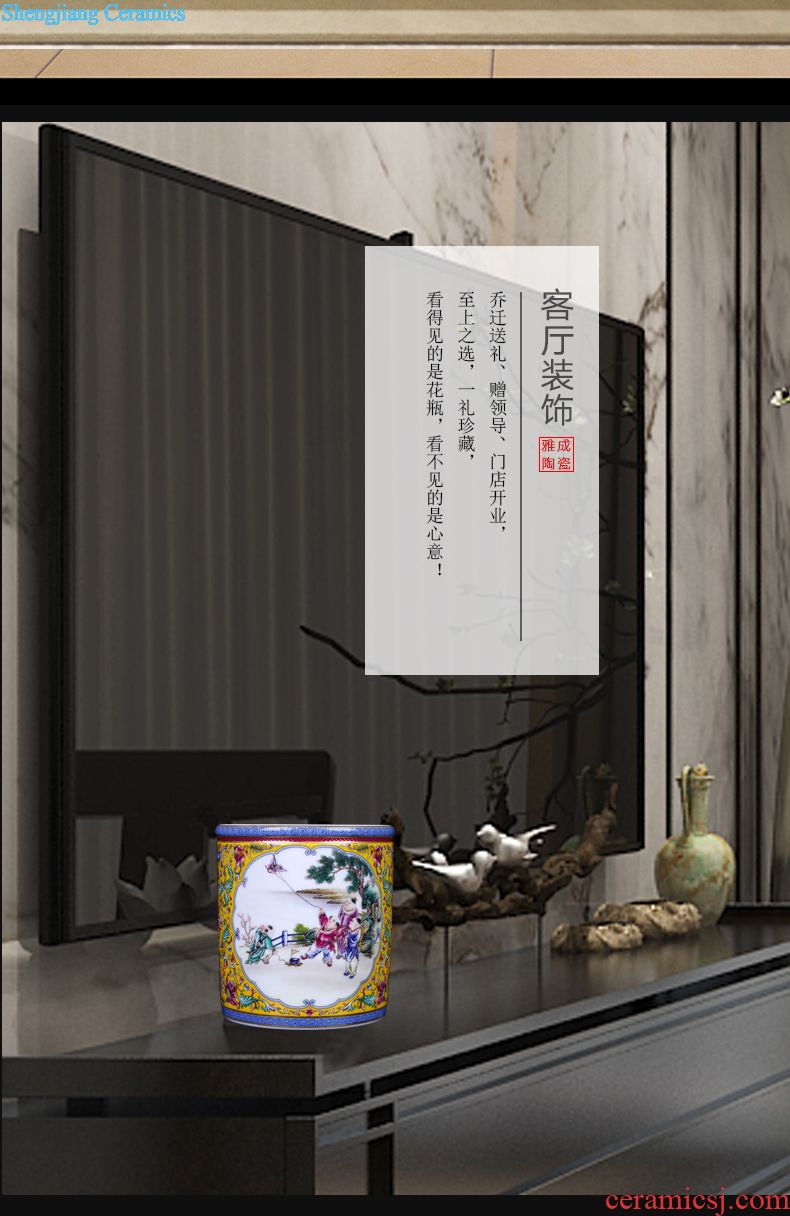 Restoring ancient ways of jingdezhen ceramic powder wariety pen container office furnishing articles home decorative arts and crafts opening gifts teachers