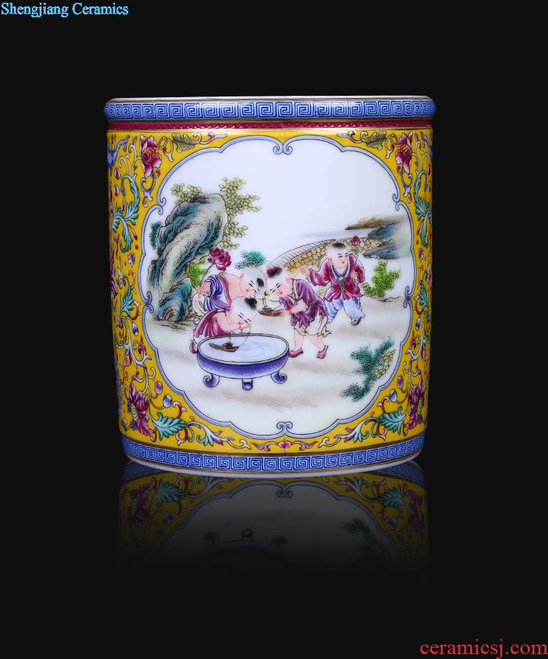 Restoring ancient ways of jingdezhen ceramic powder wariety pen container office furnishing articles home decorative arts and crafts opening gifts teachers