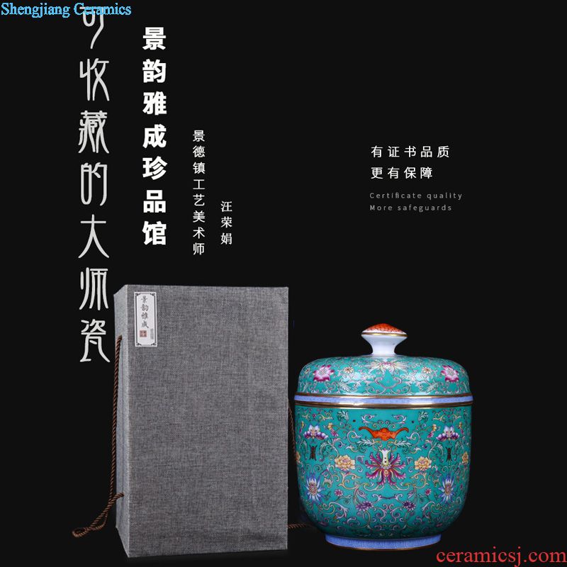 Jingdezhen ceramic new Chinese hand-painted tong qu ceramic tea pot puer tea POTS storage tank