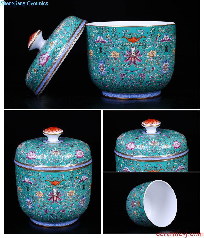 Jingdezhen ceramic new Chinese hand-painted tong qu ceramic tea pot puer tea POTS storage tank
