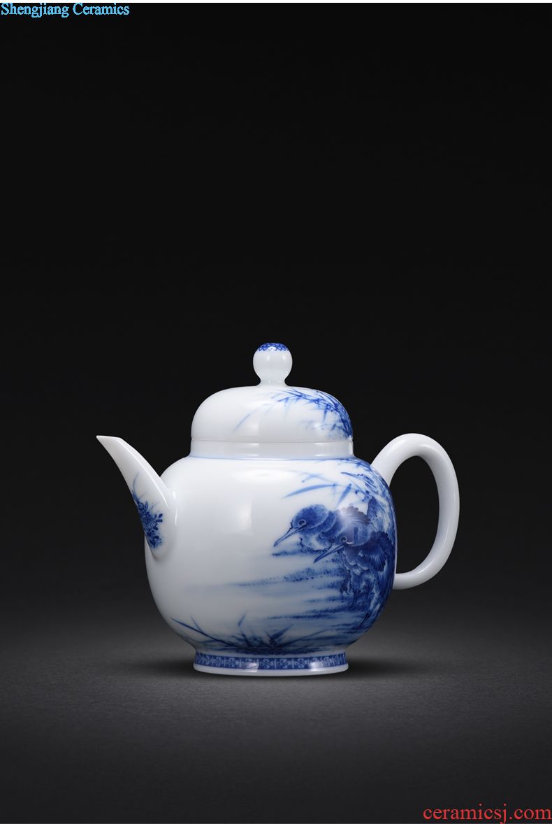 JingJunJi blue pure manual hand-painted paint around branches flowers kung fu tea teapot jingdezhen ceramic teapot