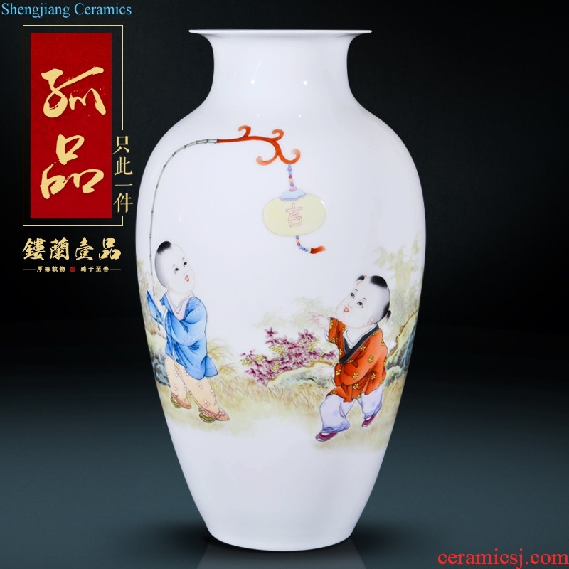 Master of jingdezhen ceramics hand-painted decorative flower vase new Chinese style living room TV cabinet porch is decorated collection