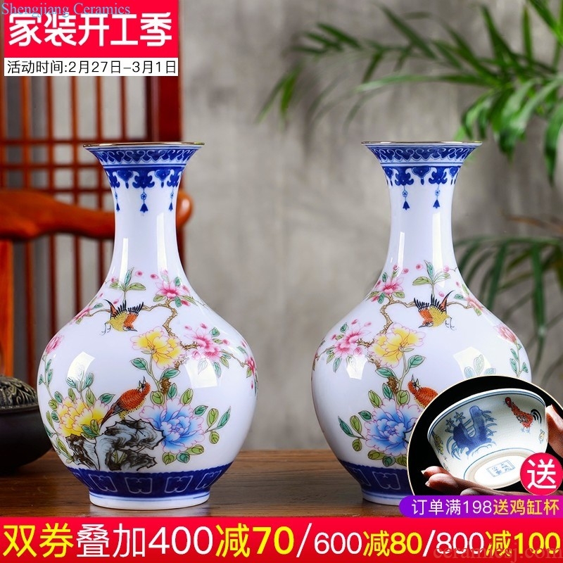 Jingdezhen ceramic vase handmade antique flower arranging furnishing articles sitting room of the new Chinese style restoring ancient ways household decoration decoration