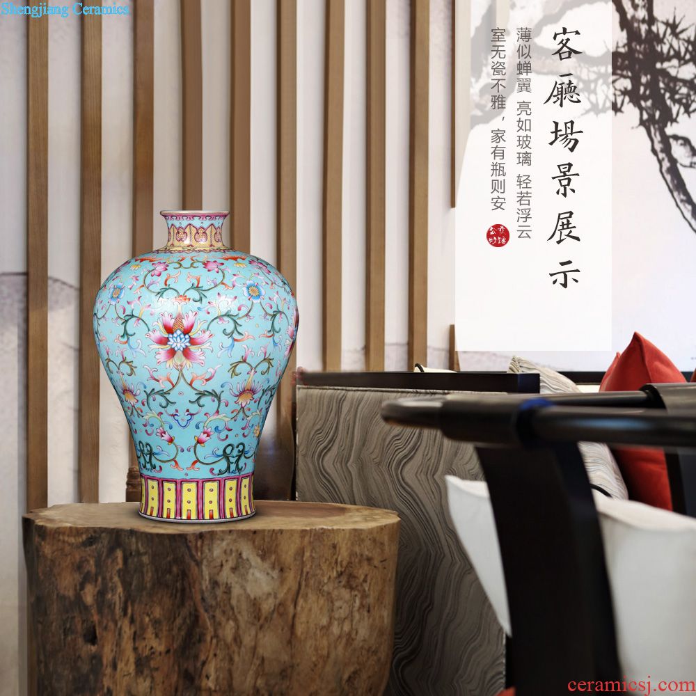 Jingdezhen ceramics imitation qing qianlong bucket colors branch pattern mei bottles of home sitting room TV ark adornment furnishing articles