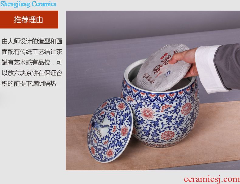 Jingdezhen ceramic POTS of tea pot, box seal storage tank of blue and white porcelain household storage POTS