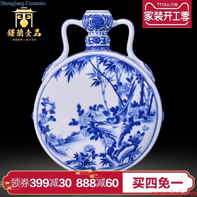 Jingdezhen ceramics ruby red glaze colour olive new Chinese style household vase sitting room adornment collection furnishing articles