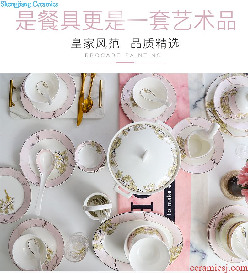 Chopsticks bone porcelain tableware suit jingdezhen household bone porcelain tableware suit small and pure and fresh bone bowls plates combination