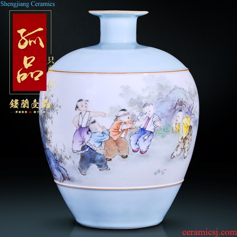 Jingdezhen blue and white ears flower arranging big ceramics imitation qing qianlong vase new Chinese style living room bedroom adornment is placed