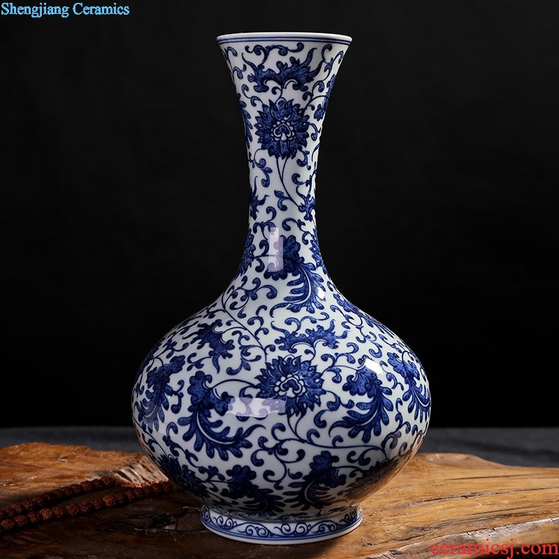 Jingdezhen ceramics vase Famous hand painted peony large opening new Chinese style living room decoration housewarming furnishing articles