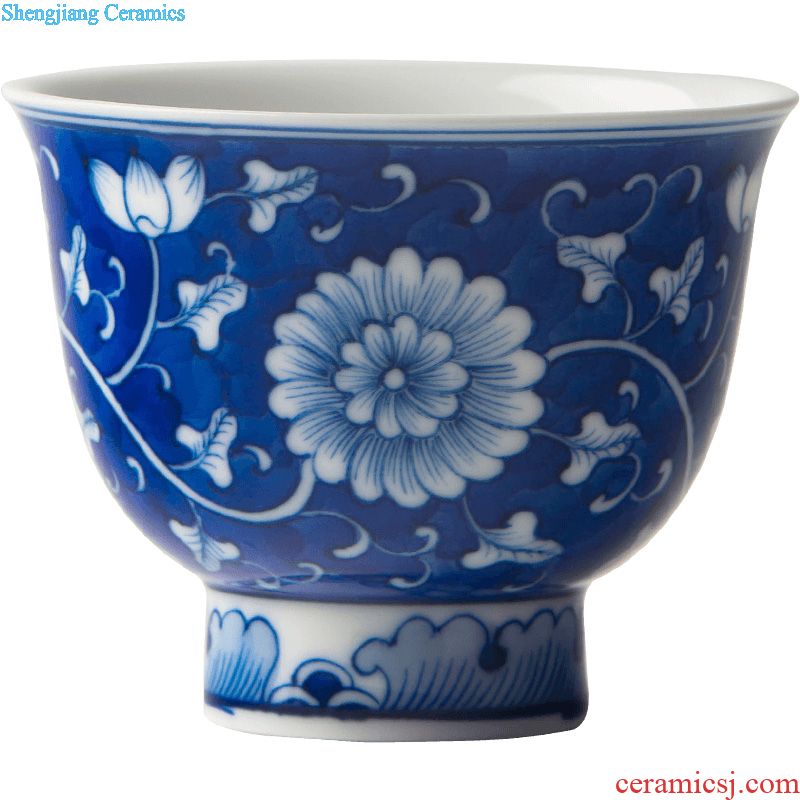 Santa teacups hand-painted ceramic kungfu blue color bucket Persimmon persimmon ruyi Sample tea cup cup of jingdezhen tea service master