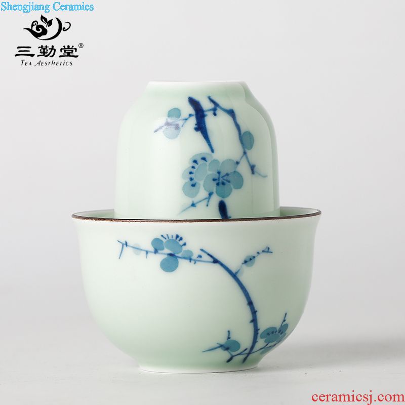 Three frequently hall owner of blue and white porcelain cup Single cup hand-painted ceramic cups of jingdezhen tea service sample tea cup S43027
