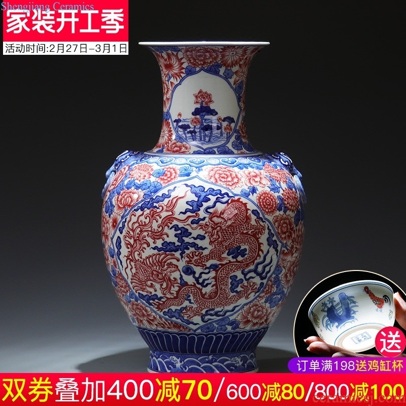 Jingdezhen ceramics hand-painted blue and white porcelain vases, flower arrangement furnishing articles new Chinese style living room TV ark home decoration