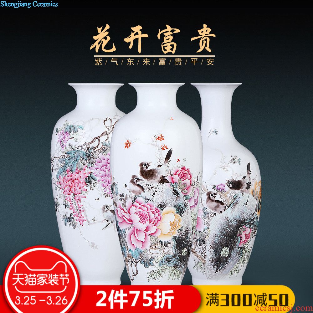 Jingdezhen enamel painted pottery porcelain floret bottle of flower arranging Chinese archaize sitting room adornment home furnishing articles TV ark