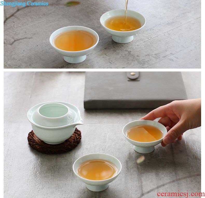 The three frequently imitation kiln fair mug Jingdezhen kung fu tea set manually draw pastel points of tea, tea sea S32029