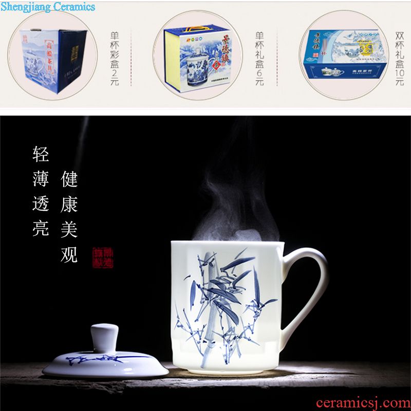 Jingdezhen ceramic cups with cover cup bone porcelain cup home make tea cup men's office meeting ms cups