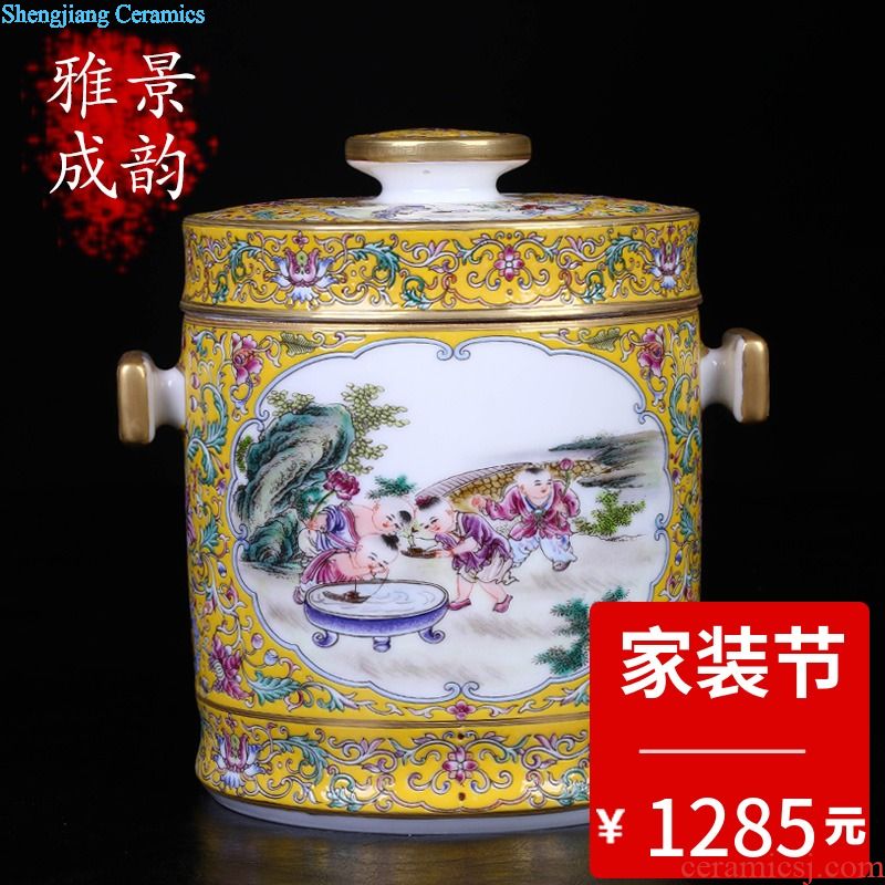 The general tank porcelain of jingdezhen porcelain enamel color restoring ancient ways lotus home sitting room TV ark adornment furnishing articles