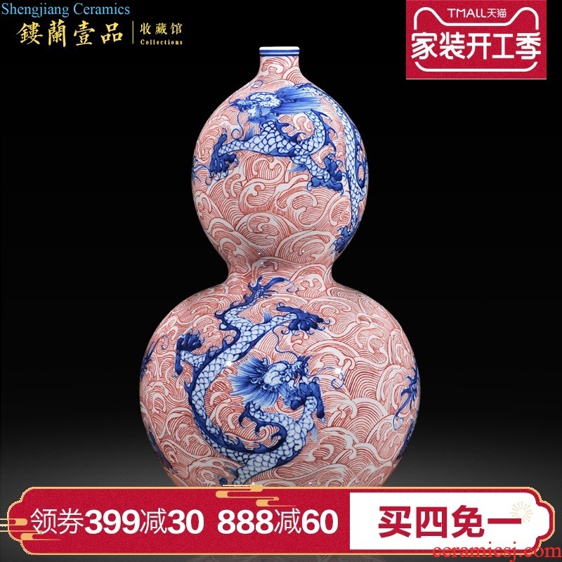 Master of jingdezhen ceramics hand-painted famille rose porcelain vase Snow jiangshan home decoration collection furnishing articles