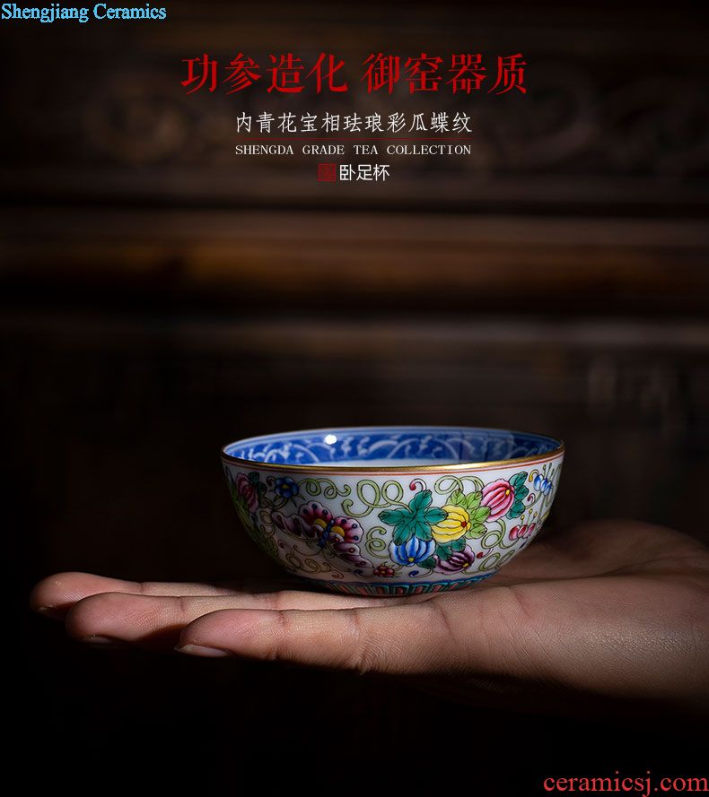 Santa teacups hand-painted ceramic kungfu pastel lanqiu chrysanthemum figure sample tea cup cup all hand of jingdezhen tea service master