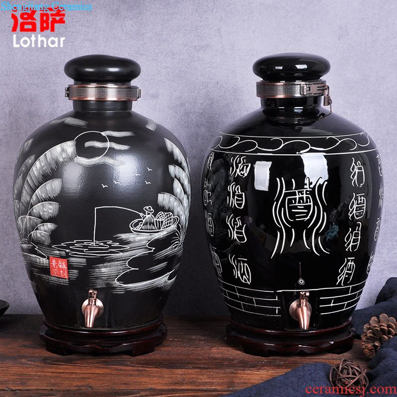 Jingdezhen ceramic barrel 20 jins 30 jins storage tank ricer box grain jar sealed tank meter box green fruit box