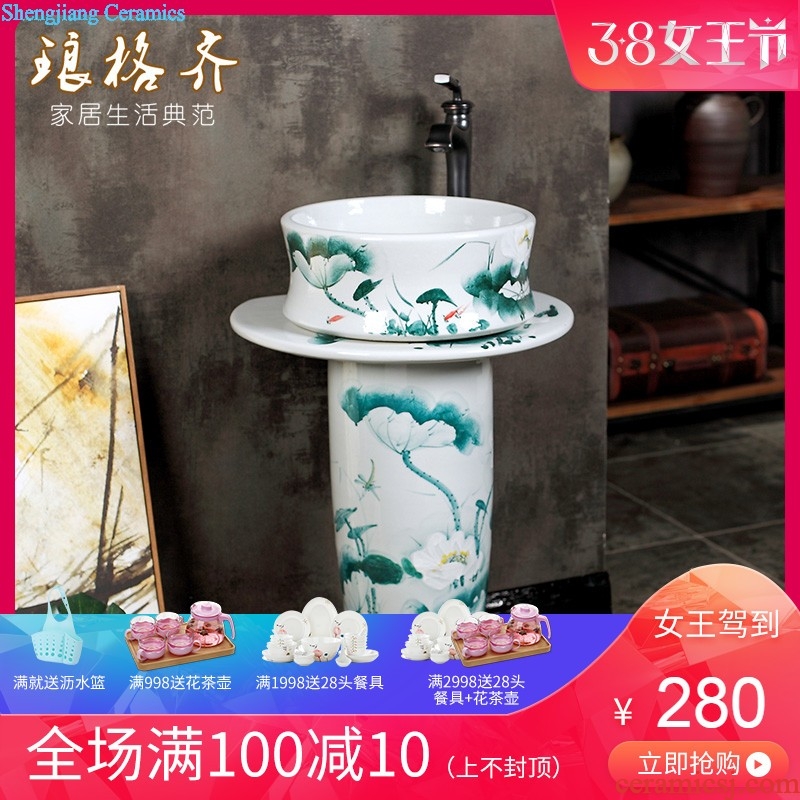 Jingdezhen ceramic art contracted household mop pool mop mop pool mop pool green lotus basin of the balcony