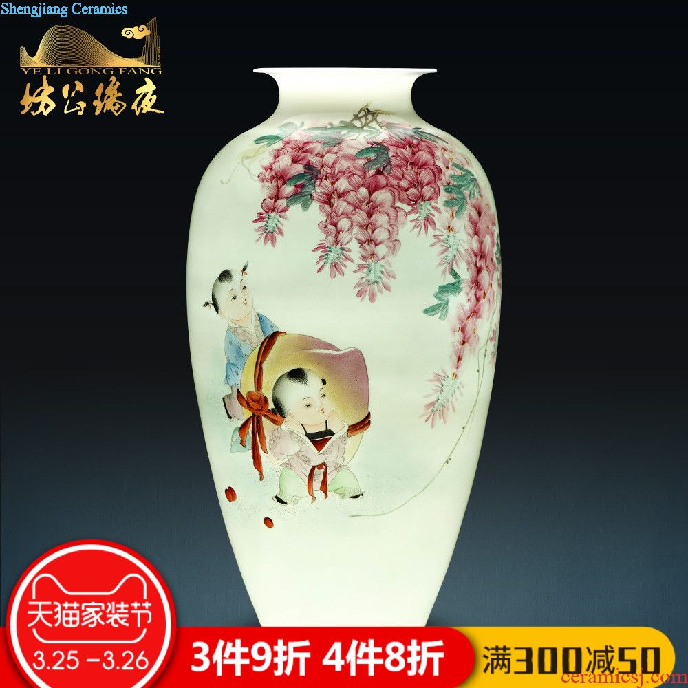 Jingdezhen ceramics vase furnishing articles imitation qing qianlong steak nine peach plum bottle of the sitting room of Chinese style household ornaments