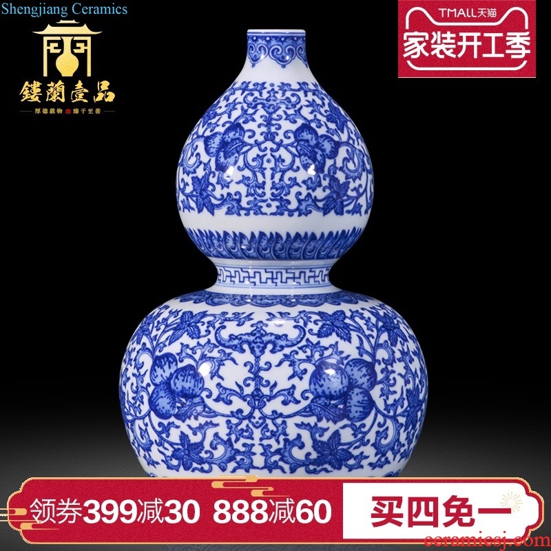 Jingdezhen ceramics hand-painted dress golden monkey offer longevity decoration as big new Chinese style household vase collection furnishing articles