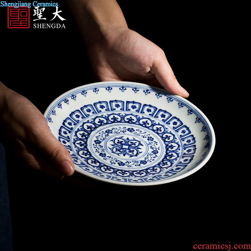 Holy big ceramic antique hand-painted porcelain of a bunch of lotus hollow out tea dish fruit bowl full manual home furnishing articles to admire the dish