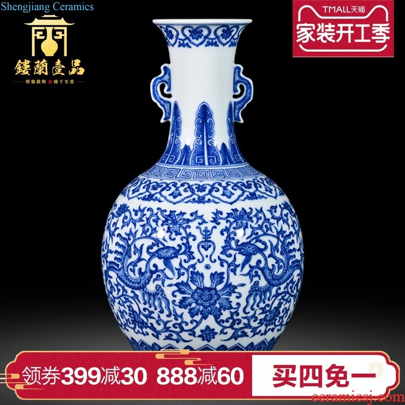 Jingdezhen ceramics antique blue-and-white bucket color of Chinese style furnishing articles of porcelain household hang dish hanging decorations of marriage