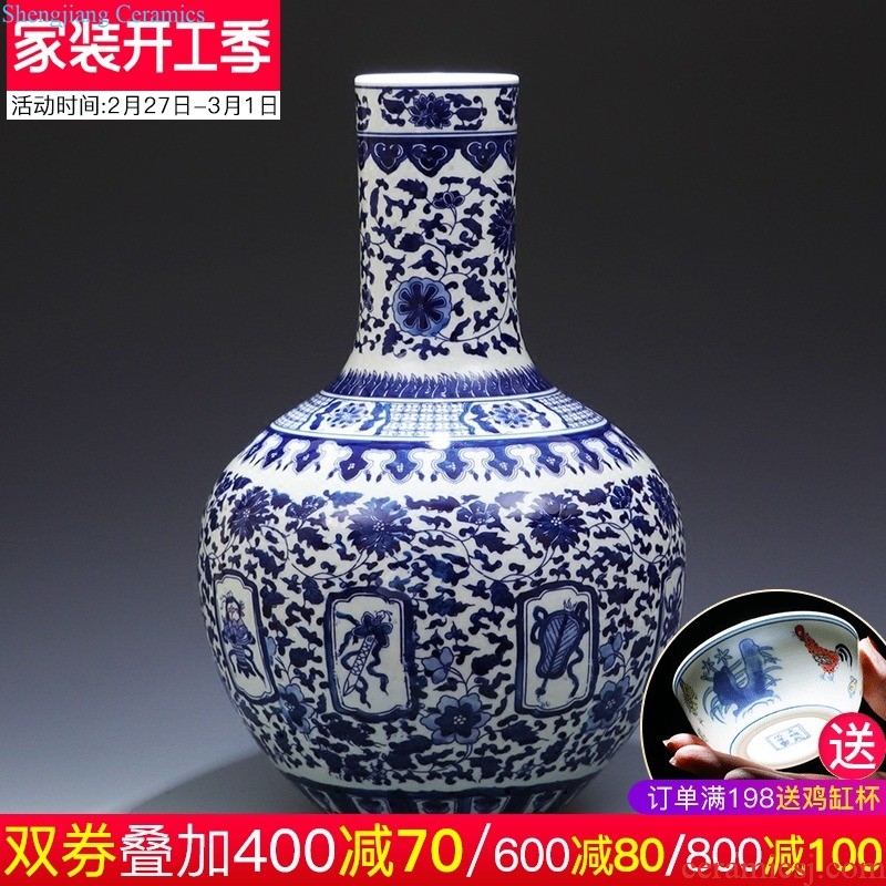 Jingdezhen ceramics pure hand-painted vases landing large full plum bottle sitting room place decorative arts and crafts