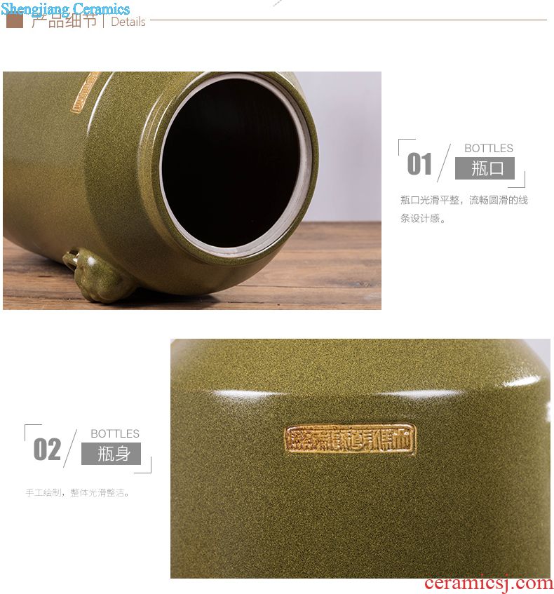 Household adornment archaize ceramic seal wine jar it 30 jin liquor 10 jins 20 jins with copper tap bubble wine