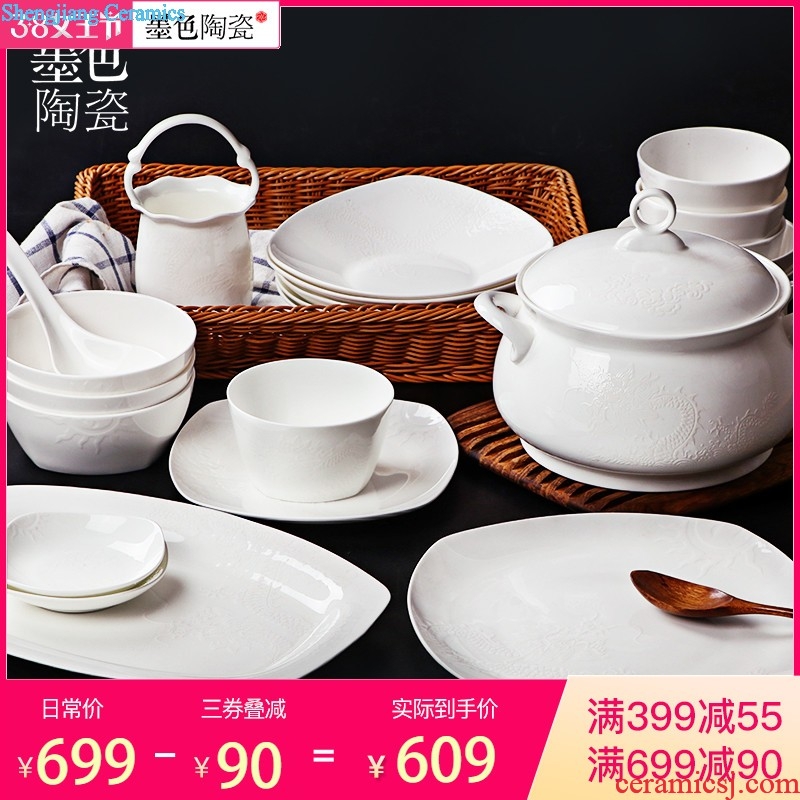 Chinese style bone porcelain household food dish Creative fish dish ceramic tableware in-glazed suit JiFanJin dishes