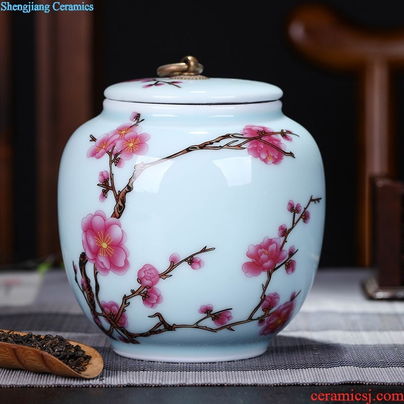 Exhibition of jingdezhen ceramics pu 'er tea tea pot of tea urn storage storehouse boxes large plum tea caddy