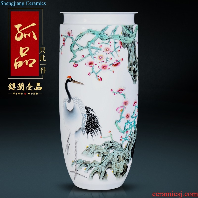 Jingdezhen ceramics hand-painted MeiKaiWuFu vases, new Chinese style living room TV cabinet porch is decorated flower arranging furnishing articles